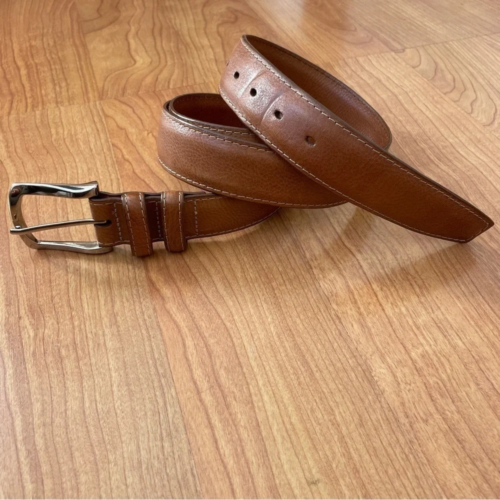 Saks Fifth Avenue Italian Embossed Leather with Silvertone Solid Brass Hardware